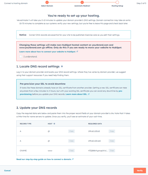 Ready to set up hosting